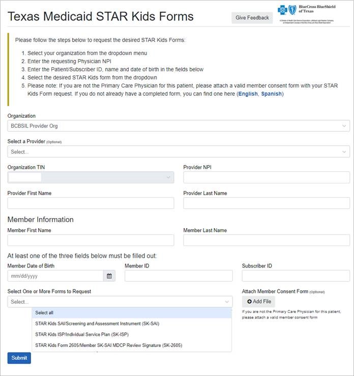 Texas Medicaid STAR Kids Forms available in Availity®